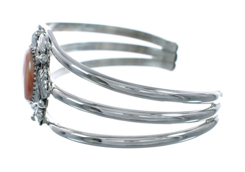 Sterling Silver Navajo Authentic Oyster Shell Cuff Bracelet X10260